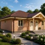 Проект дома «В-120» из СИП-панелей, 120 м² — одноэтажный кирпичный дом с крыльцом под навесом | HotWell.KZ