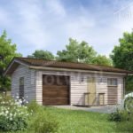 Проект дома «П-58» из СИП-панелей, 58 м² — одноэтажный гараж с деревянным сайдингом и двускатной крышей | HotWell.KZ
