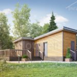 Проект дома «П-47» из СИП-панелей, 47 м² — одноэтажный дом с деревянным фасадом и террасой | HotWell.KZ