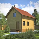 Проект дома «Н-90» из СИП-панелей, 90 м² — двухэтажный дом с деревянным фасадом и красной крышей | HotWell.KZ