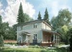 Проект дома «В-142» из СИП-панелей, 142 м² — двухэтажный дом со светло-зелёным сайдингом, крыльцо и терраса | HotWell.KZ