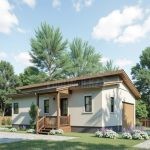 Проект дома «В-28» из СИП-панелей, 28 м² — одноэтажный дом со светлым фасадом, односкатной крышей и пристроенным гаражом | HotWell.KZ