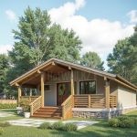 Проект дома «Г-125» из СИП-панелей, 125 м² — одноэтажный дом с деревянным крыльцом и каменным цоколем | HotWell.KZ