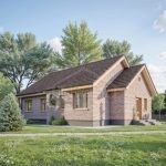 Проект дома «Г-156» из СИП-панелей, 156 м² — одноэтажный кирпичный дом с двускатной крышей и крыльцом | HotWell.KZ
