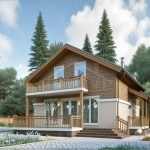 Проект дома «Е-164ББ» из СИП-панелей, 164 м² — дом с мансардой с деревянным фасадом, балконом и террасой | HotWell.KZ