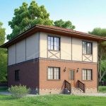 Проект дома «Е-170» из СИП-панелей, 170 м² — двухэтажный дом с кирпичом, штукатуркой и черепичной крышей | HotWell.KZ
