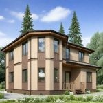 Проект дома «З-165ББ» из СИП-панелей, 165 м² — двухэтажный дом с кирпичным фасадом, панорамными окнами и крыльцом | HotWell.KZ