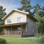 Проект дома «З-168» из СИП-панелей, 168 м² — двухэтажный дом со светлым фасадом и деревянной террасой | HotWell.KZ