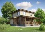 Проект дома «З-177» из СИП-панелей, 177 м² — двухэтажный дом из светлого кирпича с вальмовой крышей и просторной террасой | HotWell.KZ