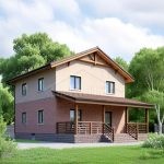 Проект дома «З-178» из СИП-панелей, 178 м² — двухэтажный дом с мансардой, кирпич и штукатурка, крытая веранда | HotWell.KZ