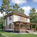 Проект дома «З-197» из СИП-панелей, 197 м² — двухэтажный дом со светлым фасадом, деревом и террасой | HotWell.KZ