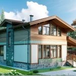 Проект дома «Б-160» из СИП-панелей, 160 м² — двухэтажный дом с отделкой камнем, деревом и панорамными окнами | HotWell.KZ