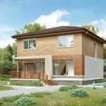 Проект дома «Б-165» из СИП-панелей, 165 м² — двухэтажный дом с деревянным фасадом, террасой и панорамными окнами | HotWell.KZ