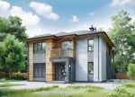 Проект дома «Б-187» из СИП-панелей, 187 м² — двухэтажный дом с комбинированным фасадом, камнем, деревом и балконом | HotWell.KZ