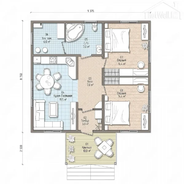 Проект дома «Б-92» 92 кв.м.