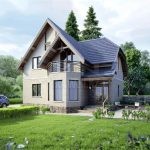 Проект дома «В-181» из СИП-панелей, 181 м² — дом с мансардой, светлым кирпичным фасадом, балконом и террасой | HotWell.KZ