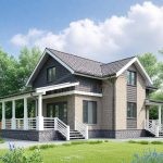 Проект дома «И-162» из СИП-панелей, 162 м² — двухэтажный дом из серого кирпича с террасой и мансардой | HotWell.KZ