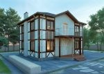 Проект дома «И-184» из СИП-панелей, 184 м² — двухэтажный дом из белого кирпича с тёмной деревянной отделкой и балконом | HotWell.KZ