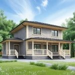 Проект дома «И-185» из СИП-панелей, 185 м² — двухэтажный дом из серого кирпича с террасой и крыльцом | HotWell.KZ