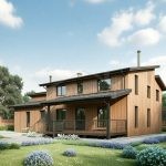 Проект дома «К-363» из СИП-панелей, 363 м² — двухэтажный деревянный дом с террасой и панорамными окнами | HotWell.KZ