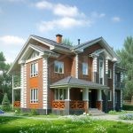 Проект дома «К-488» из СИП-панелей, 488 м² — двухэтажный дом с кирпичной отделкой, крыльцом и балконом | HotWell.KZ