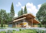 Проект дома «К-42» из СИП-панелей, 42 м² — одноэтажный дом в стиле шале, деревянный фасад, панорамные окна | HotWell.KZ