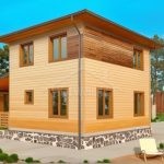 Проект дома «Н-84» из СИП-панелей, 84 м² — двухэтажный деревянный дом из бруса с каменным цоколем | HotWell.KZ