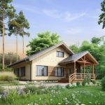 Проект дома «П-110» из СИП-панелей, 110 м² — одноэтажный дом с бежевым фасадом и уютной террасой | HotWell.KZ
