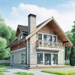 Проект дома «П-131» из СИП-панелей, 131 м² — дом с мансардой, каменным фасадом, балконом и панорамными окнами | HotWell.KZ