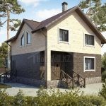 Проект дома «П-154» из СИП-панелей, 154 м² — двухэтажный дом из светлого и тёмного кирпича с крыльцом | HotWell.KZ