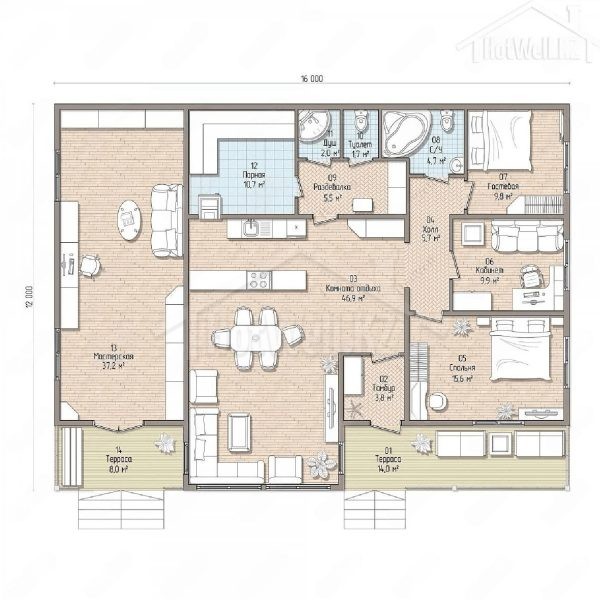Проект дома «П-203» 203 кв.м.