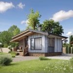 Проект дома «П-32» из СИП-панелей, 32 м² — одноэтажный дом с серым фасадом и уютной террасой | HotWell.KZ