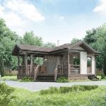 Проект дома «П-39» из СИП-панелей, 39 м² — одноэтажный дом с деревянным фасадом и просторной террасой | HotWell.KZ