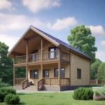 Проект дома «Р-127» из СИП-панелей, 127 м² — двухэтажный деревянный дом с балконом и верандой | HotWell.KZ