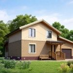 Проект дома «Р-146» из СИП-панелей, 146 м² — дом с мансардой, кирпич и штукатурка, пристроенный гараж | HotWell.KZ