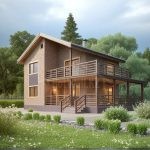 Проект дома «Р-183» из СИП-панелей, 183 м² — двухэтажный кирпичный дом с балконом и крытой террасой | HotWell.KZ