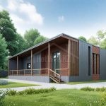 Проект дома «Р-112» из СИП-панелей, 112 м² — одноэтажный дом, серый сайдинг, кирпич и дерево, терраса | HotWell.KZ