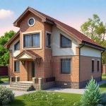 Проект дома «Р-189» из СИП-панелей, 189 м² — дом с мансардой с фасадом из кирпича и штукатурки и крыльцом | HotWell.KZ