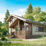Проект дома «С-170ББ» из СИП-панелей, 170 м² — дом с мансардой, отделка штукатуркой и кирпичом, терраса | HotWell.KZ