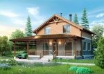 Проект дома «С-126» из СИП-панелей, 126 м² — дом с мансардой, кирпичный фасад, крытая терраса с навесом | HotWell.KZ