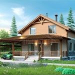 Проект дома «С-126» из СИП-панелей, 126 м² — дом с мансардой, кирпичный фасад, крытая терраса с навесом | HotWell.KZ