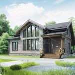 Проект дома «С-180ББ» из СИП-панелей, 180 м² — дом с мансардой, серый кирпич и камень, панорамные окна | HotWell.KZ