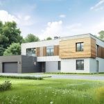 Проект дома «С-577» из СИП-панелей, 577 м² — двухэтажный минималистичный дом с плоской крышей и встроенным гаражом | HotWell.KZ