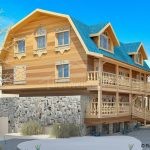 Проект дома «С-617» из СИП-панелей, 617 м² — двухэтажный деревянный дом с каменным цоколем и террасой | HotWell.KZ