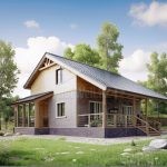 Проект дома «Я-150ББ» из СИП-панелей, 150 м² — дом с мансардой, деревянным и каменным фасадом и просторной террасой | HotWell.KZ