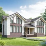 Проект дома «С-212» из СИП-панелей, 212 м² — двухэтажный дом с белым сайдингом и панорамными окнами | HotWell.KZ