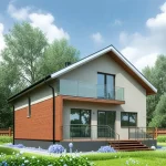 Проект дома «И-189ББ» из СИП-панелей, 189 м² — дом с мансардой из штукатурки и кирпича с балконом | HotWell.KZ
