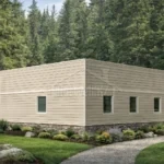 Проект дома «Г-78» из СИП-панелей, 78 м² — одноэтажный дом с бежевым сайдингом и плоской крышей | HotWell.KZ