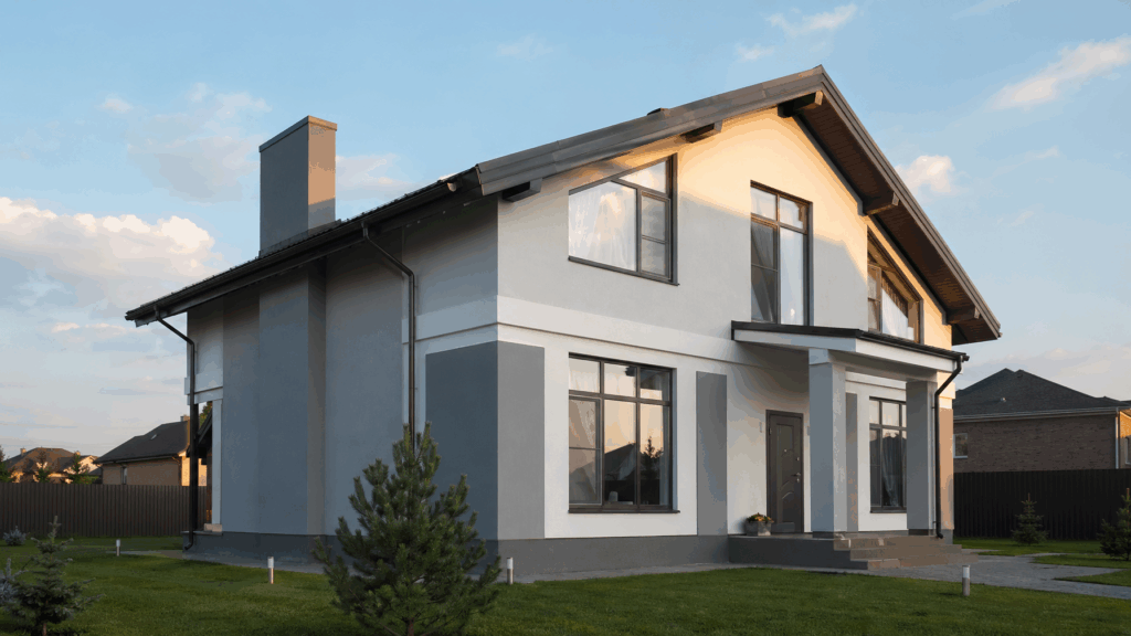 Современный двухэтажный дом из СИП панелей в Казахстане