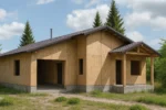 Дом «К-98», 98 м², 1 этаж, в черновой отделке: коробка из СИП-панелей OSB-3, двускатная кровля из металлочерепицы, проёмы без окон и дверей